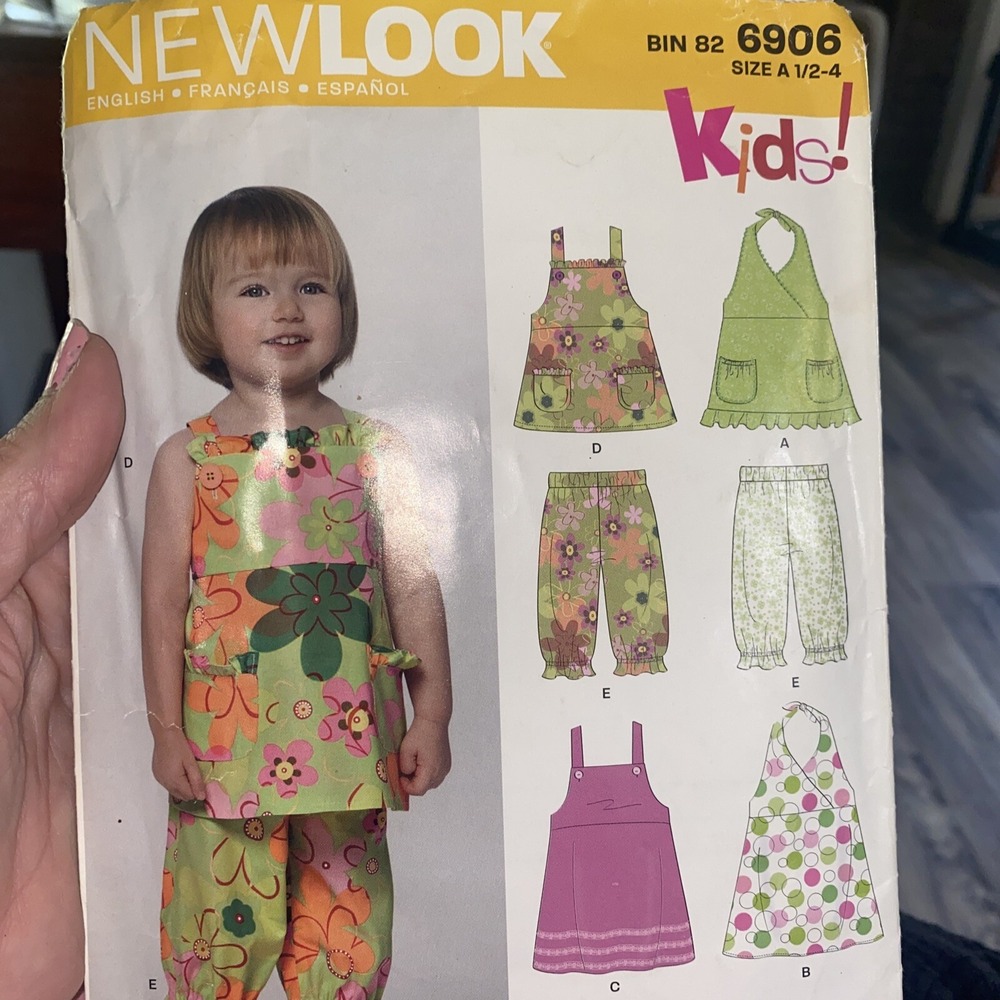 2008 NewLook 6906 Kids Toddler Sewing Pattern Sizes 1/2-4 Halter Jumper Pants